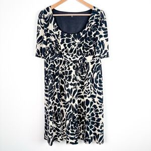 Marina Black Cream Floral Short Sleeve Dress